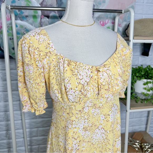Altar’d State Yellow Floral Milkmaid Mini Dress (M) - Picture 2 of 5